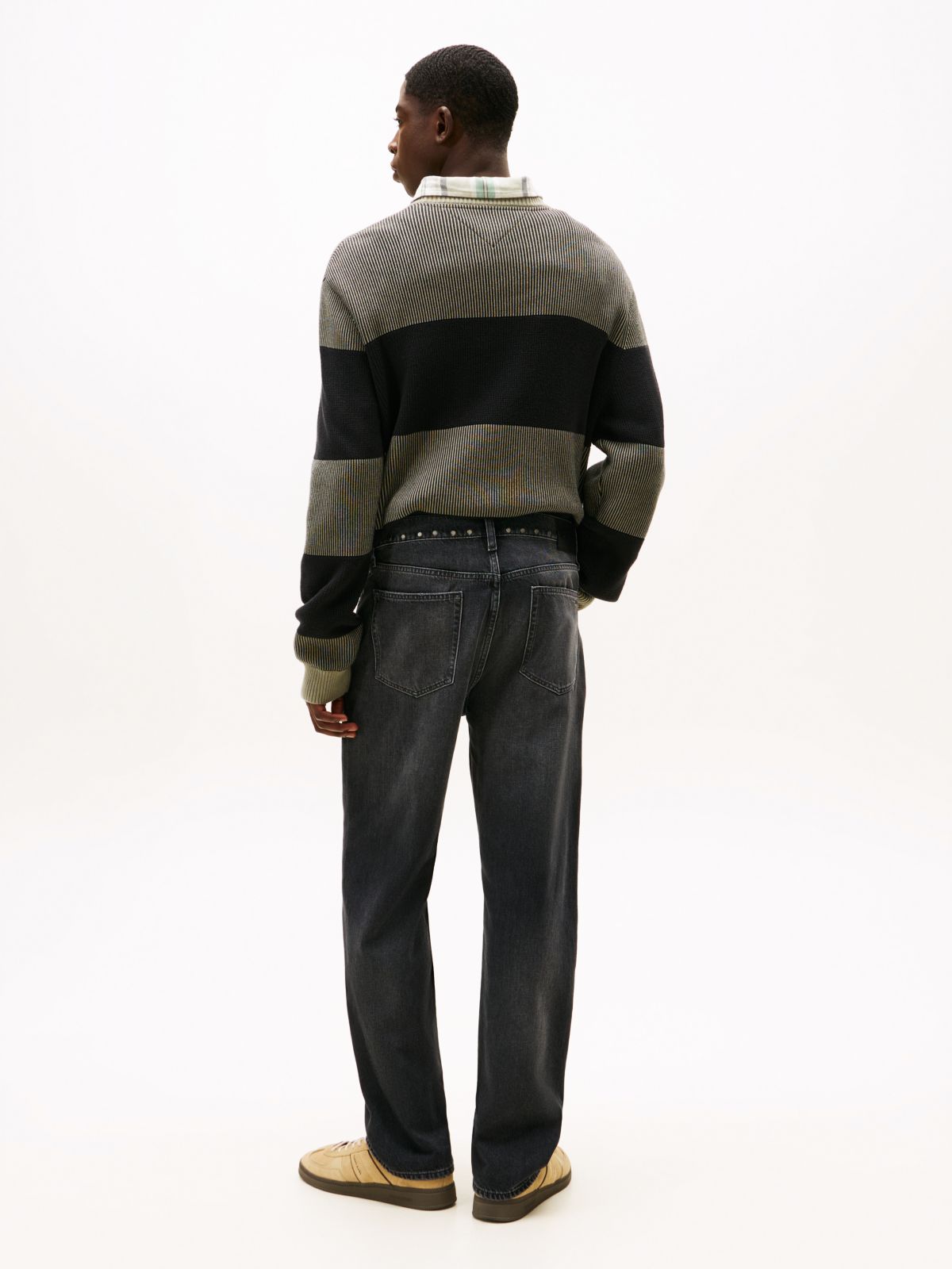 Sonny Black Stud Regular Tapered Jeans — Grey