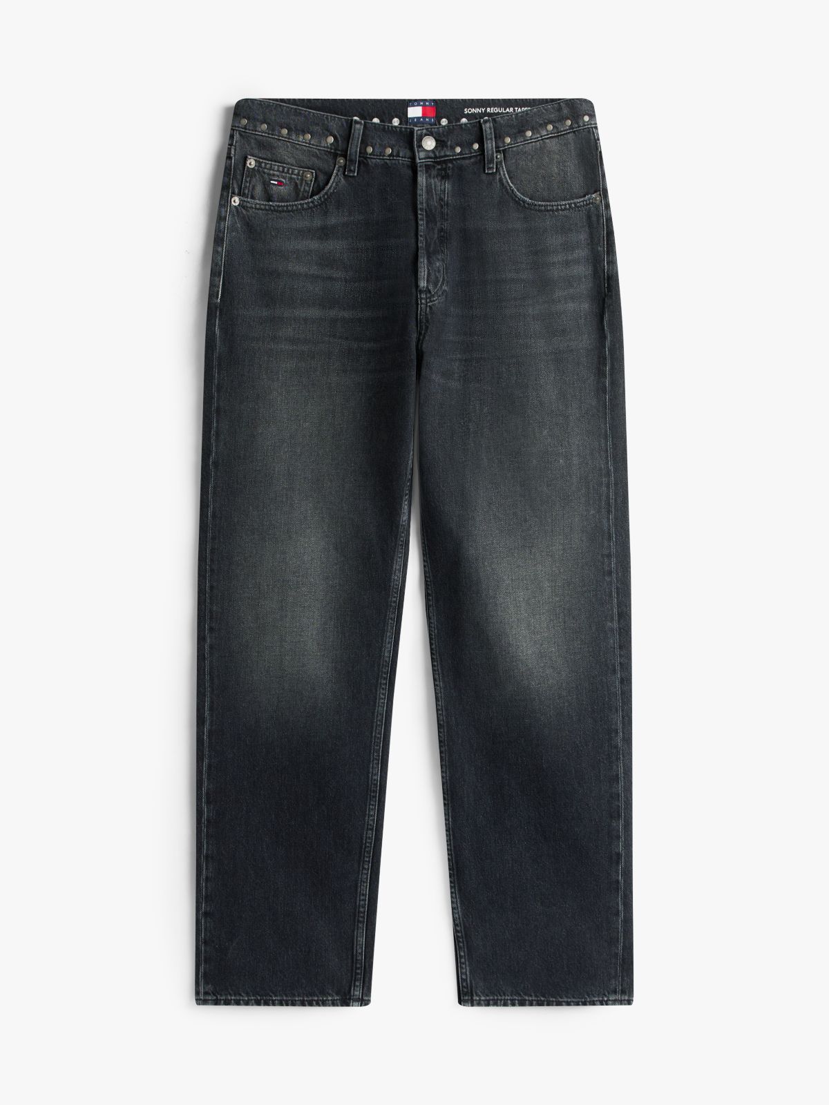 Sonny Black Stud Regular Tapered Jeans — Grey
