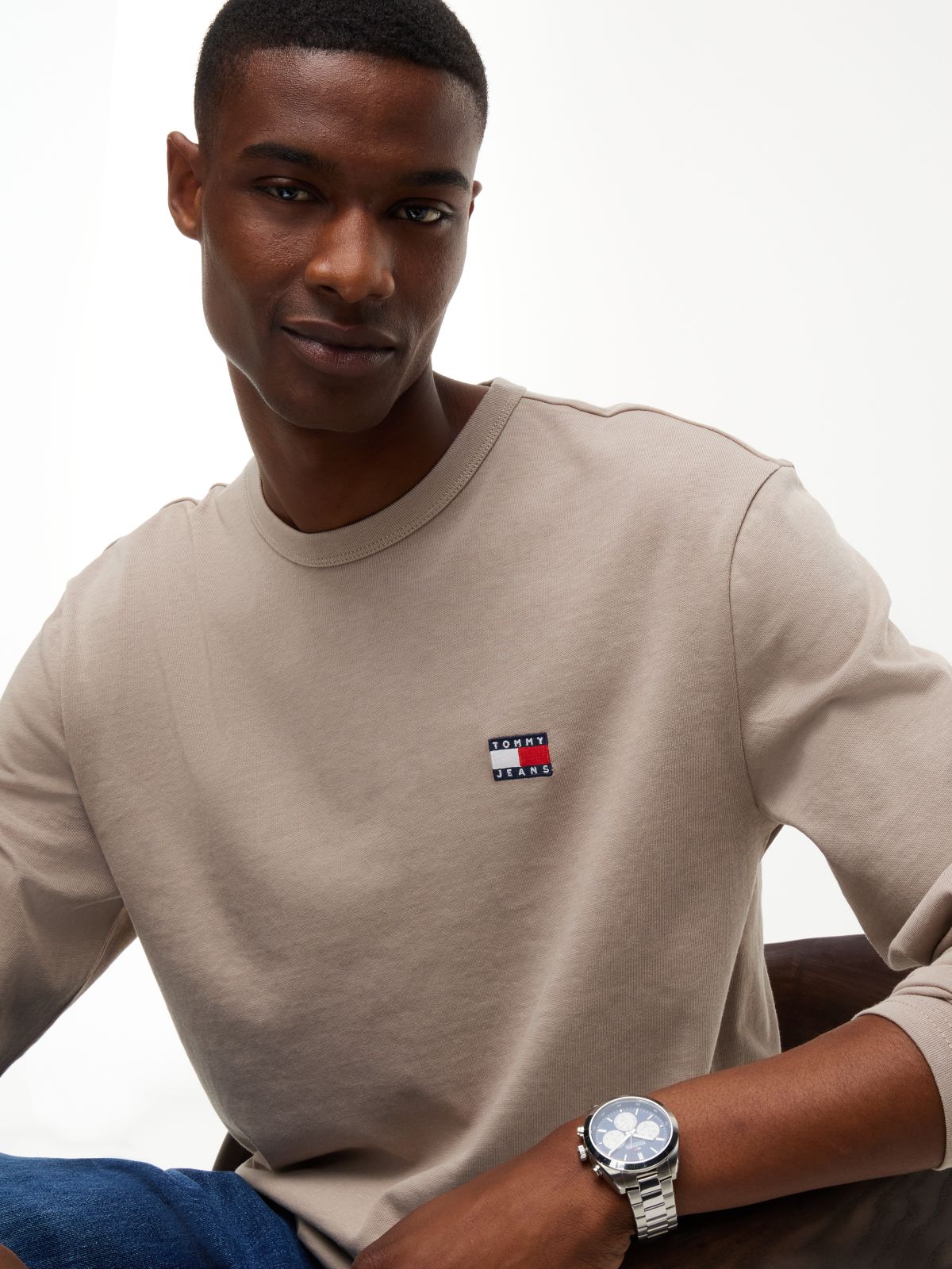 Badge Jersey Long Sleeve T-Shirt — Grey