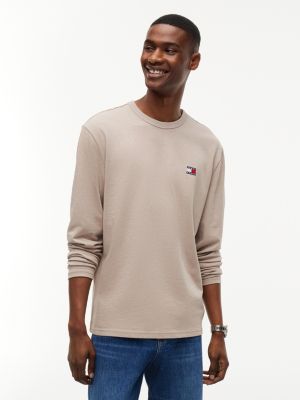 grey badge jersey long sleeve t-shirt for men tommy jeans