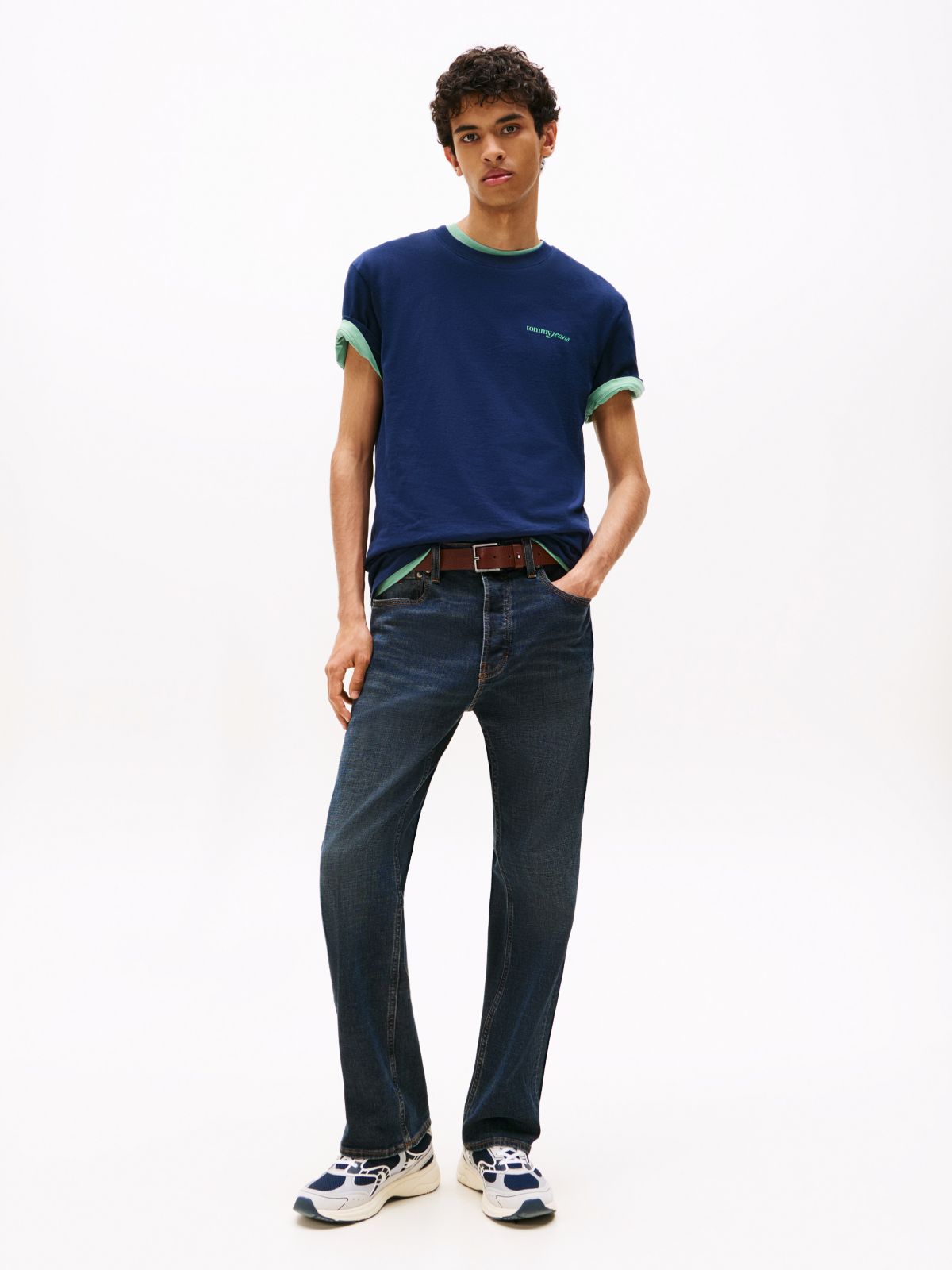 Back Graphic Crew Neck T-Shirt — Blue