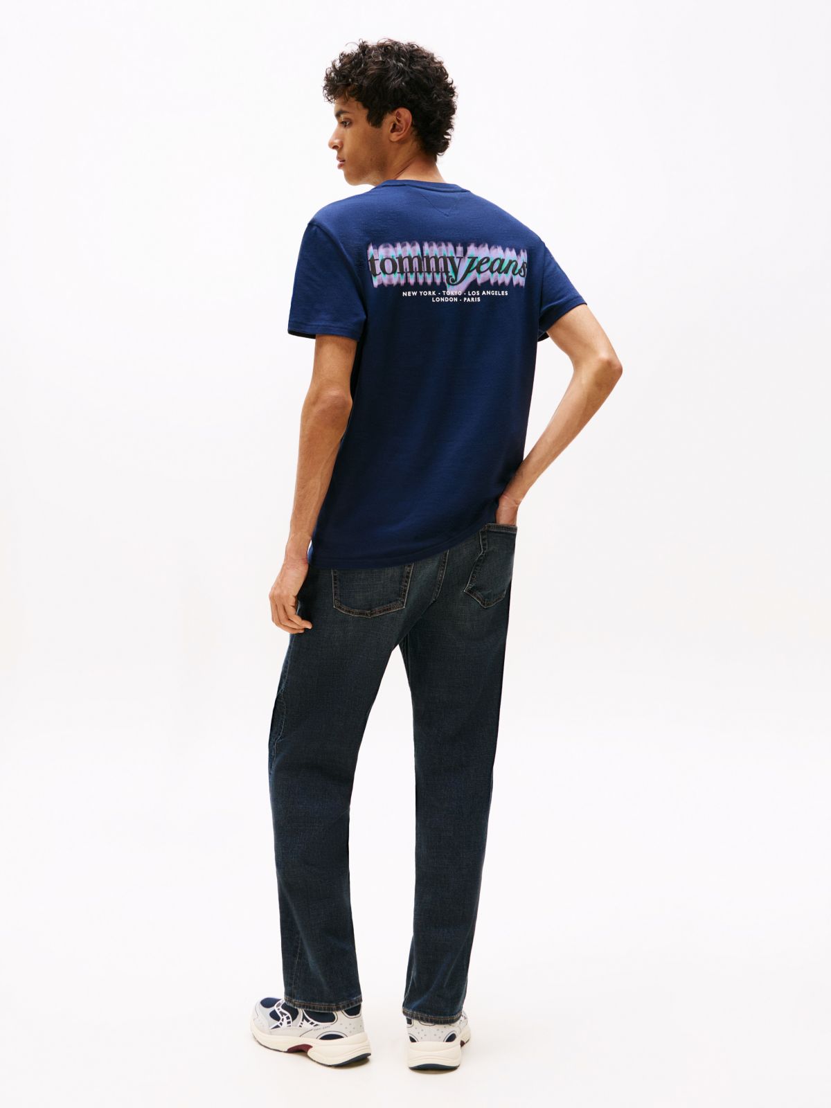 Back Graphic Crew Neck T-Shirt — Blue