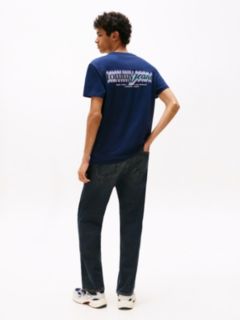Back Graphic Crew Neck T-Shirt — Blue 4