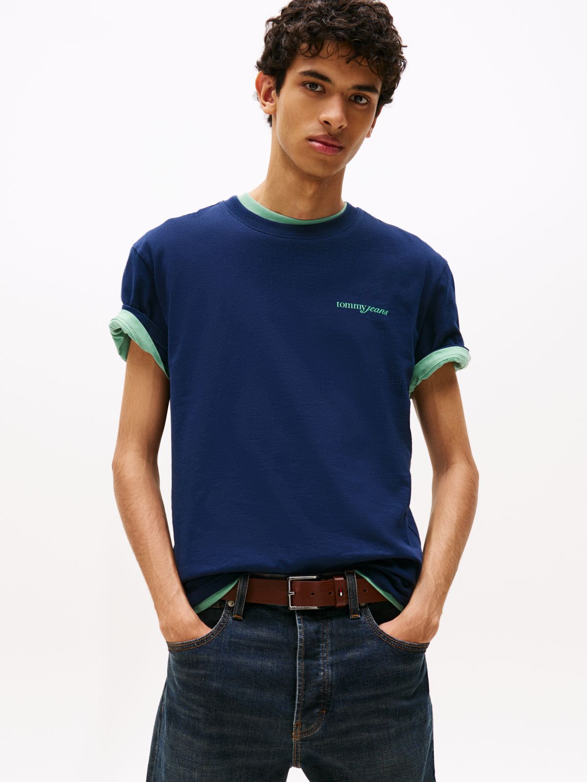 Back Graphic Crew Neck T-Shirt — Blue