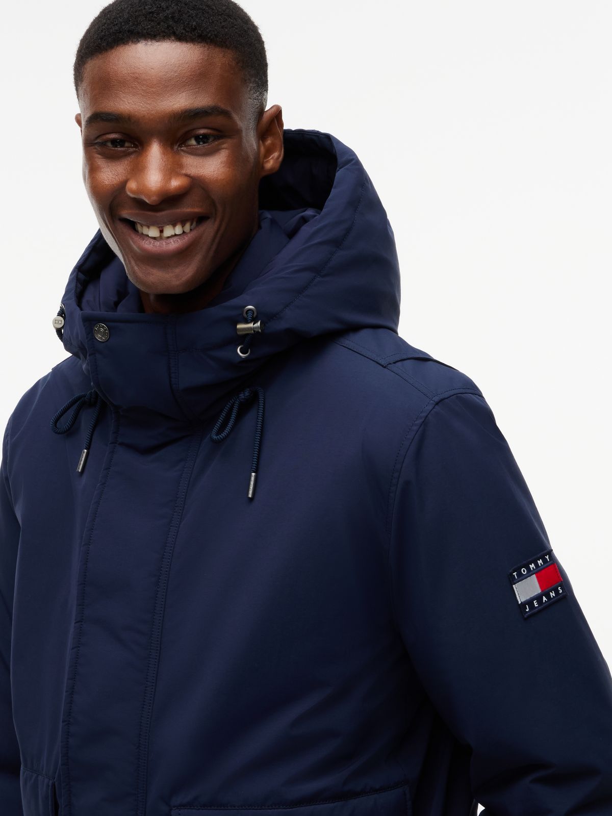 Water Resistant Padded Hooded Bomber Jacket — Blue