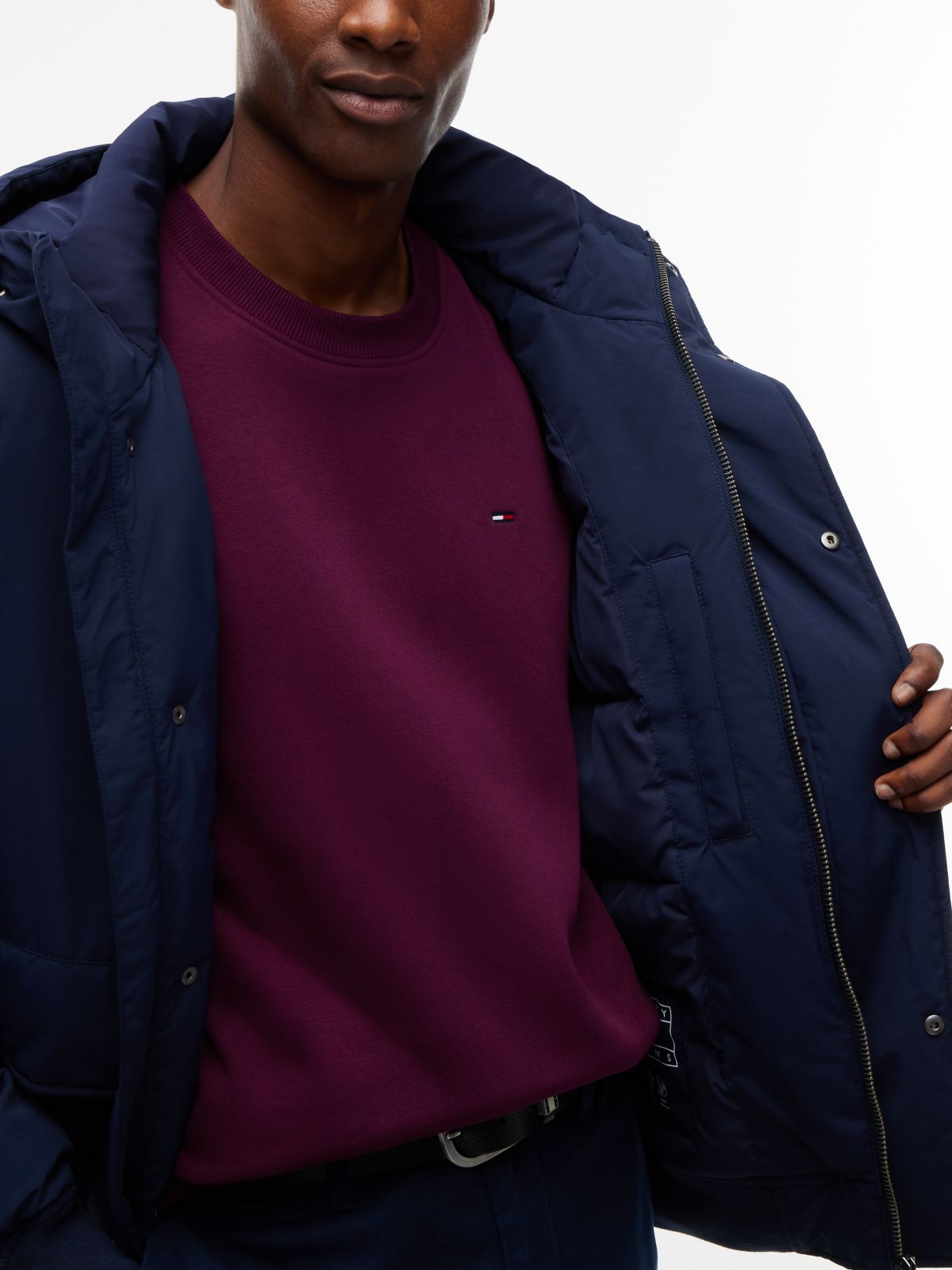 Water Resistant Padded Hooded Bomber Jacket — Blue