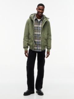 Water Resistant Padded Hooded Bomber Jacket — Green 2