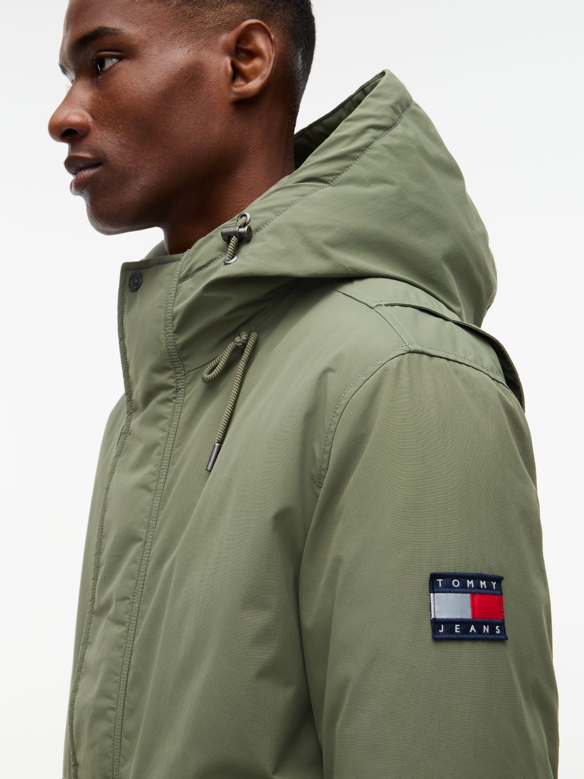 Water Resistant Padded Hooded Bomber Jacket — Green