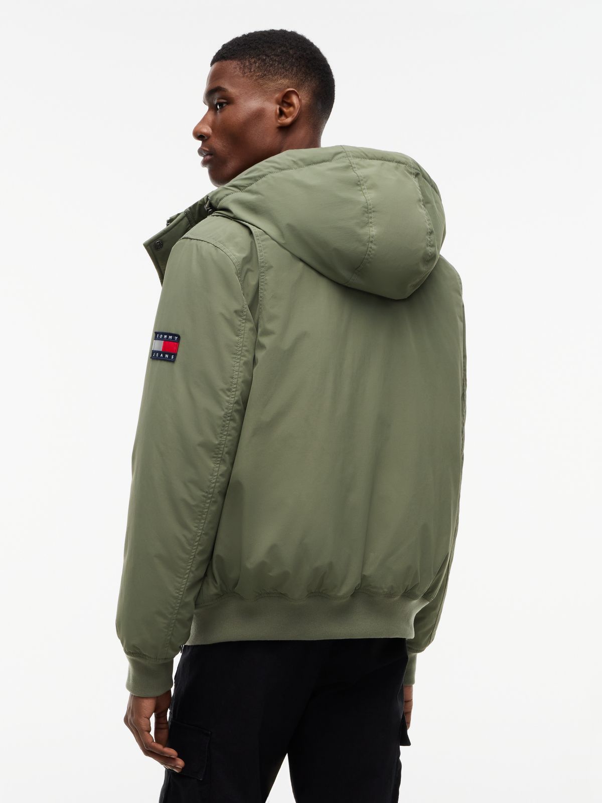 Water Resistant Padded Hooded Bomber Jacket — Green