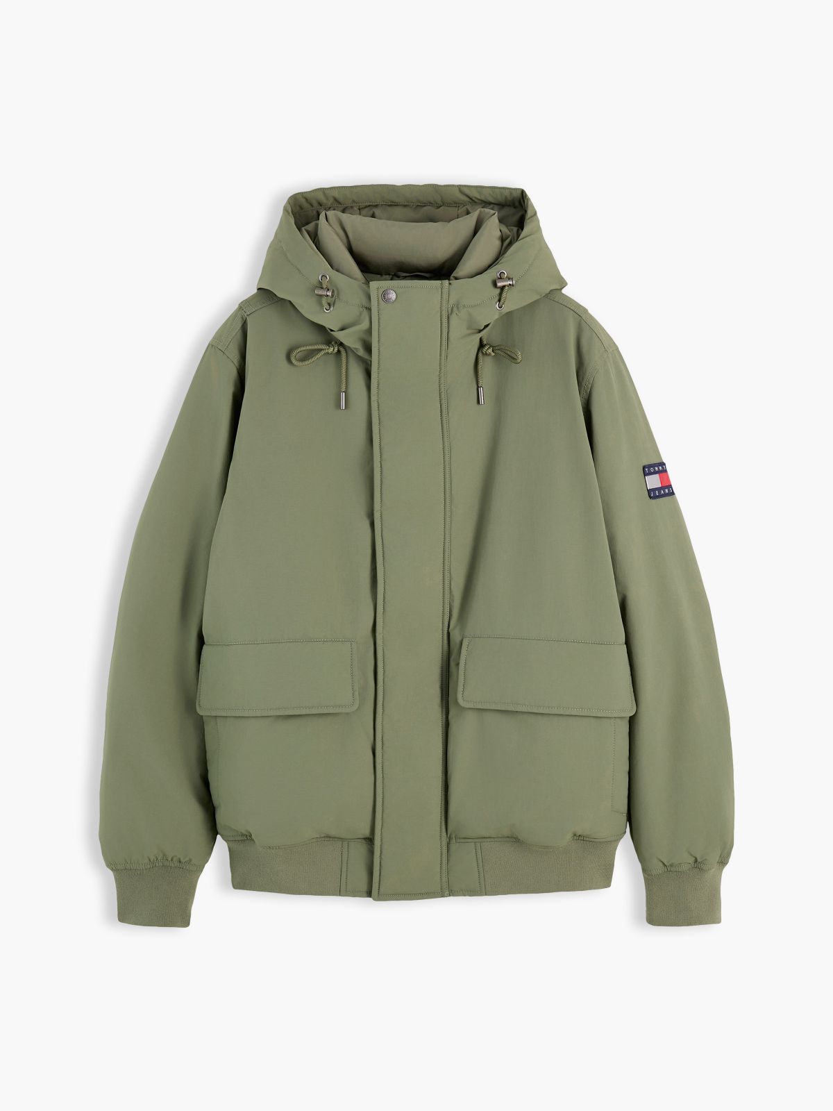 Water Resistant Padded Hooded Bomber Jacket — Green