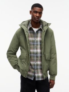 Water Resistant Padded Hooded Bomber Jacket — Green 1