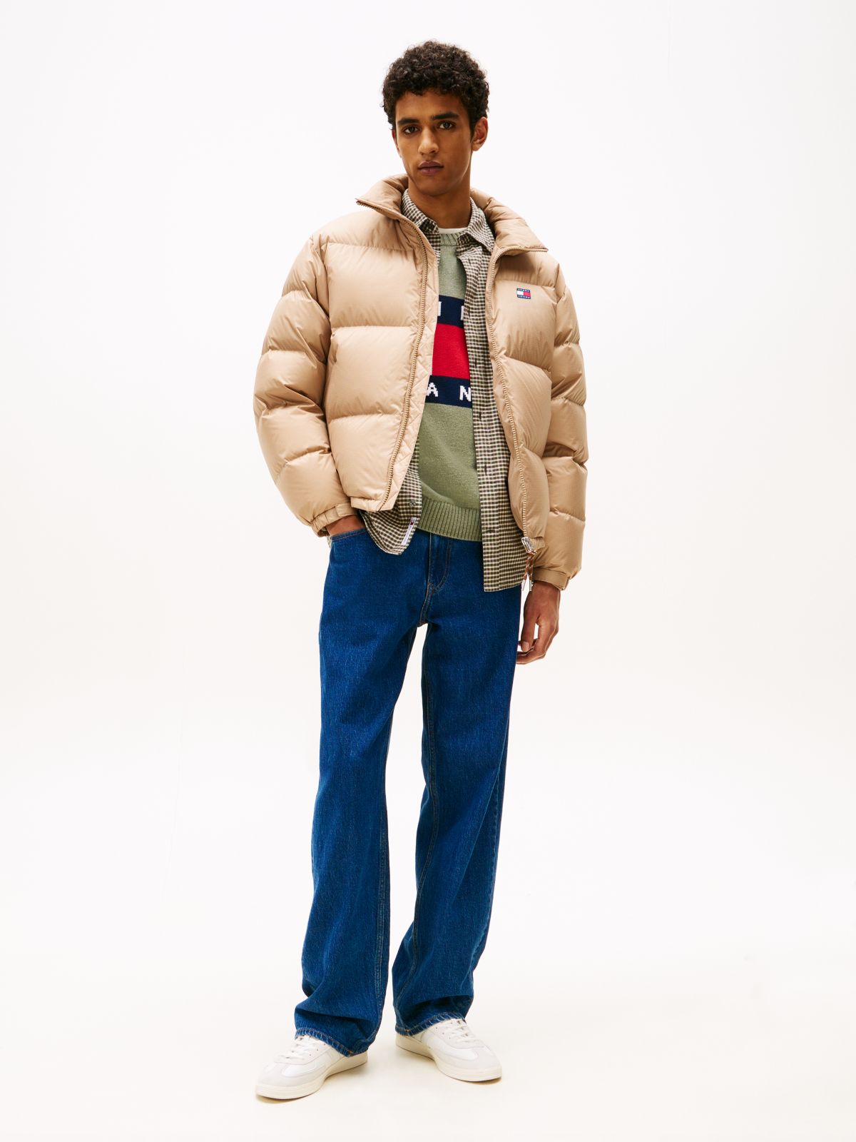 Down Hooded Ripstop Alaska Puffer Jacket — Beige