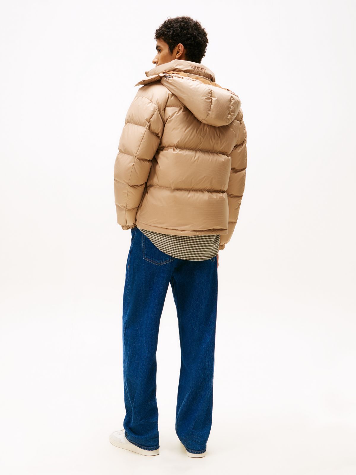 Down Hooded Ripstop Alaska Puffer Jacket — Beige