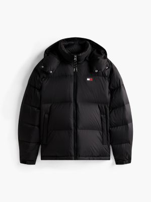schwarz alaska puffer-daunenjacke aus ripstop mit kapuze für herren - tommy jeans