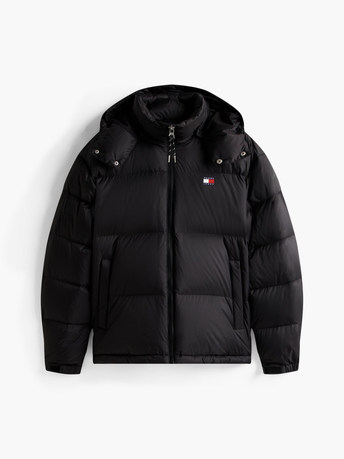 Down Hooded Ripstop Alaska Puffer Jacket — Black