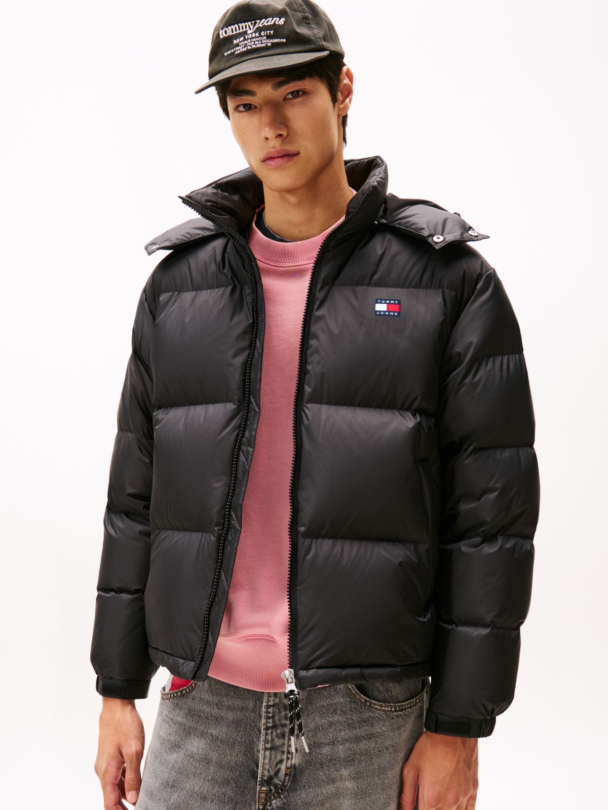 Down Hooded Ripstop Alaska Puffer Jacket — Black