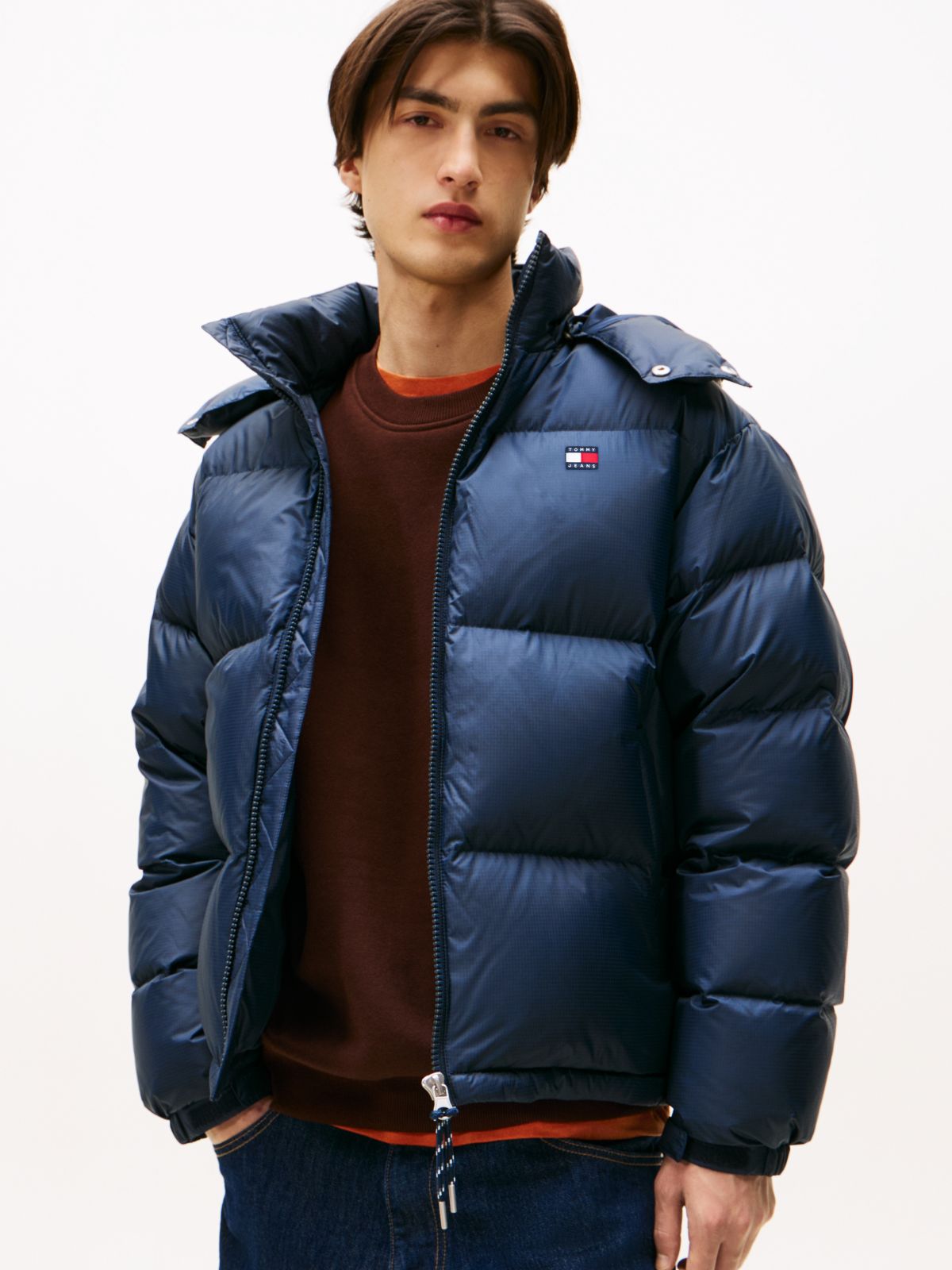 Down Hooded Ripstop Alaska Puffer Jacket — Blue