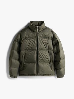 grün wasserabweisende alaska puffer-ripstop-jacke für herren - tommy jeans