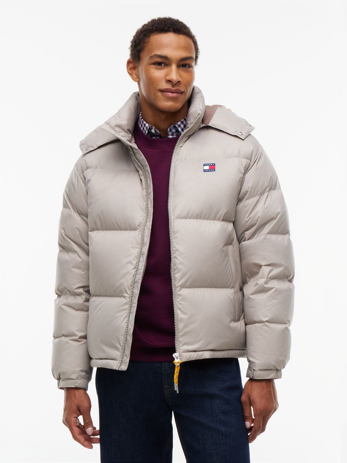 Down Hooded Ripstop Alaska Puffer Jacket — Grey