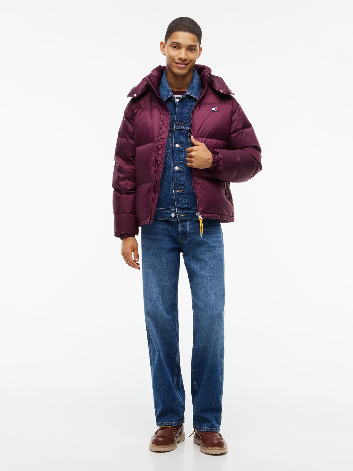 Down Hooded Ripstop Alaska Puffer Jacket — Purple
