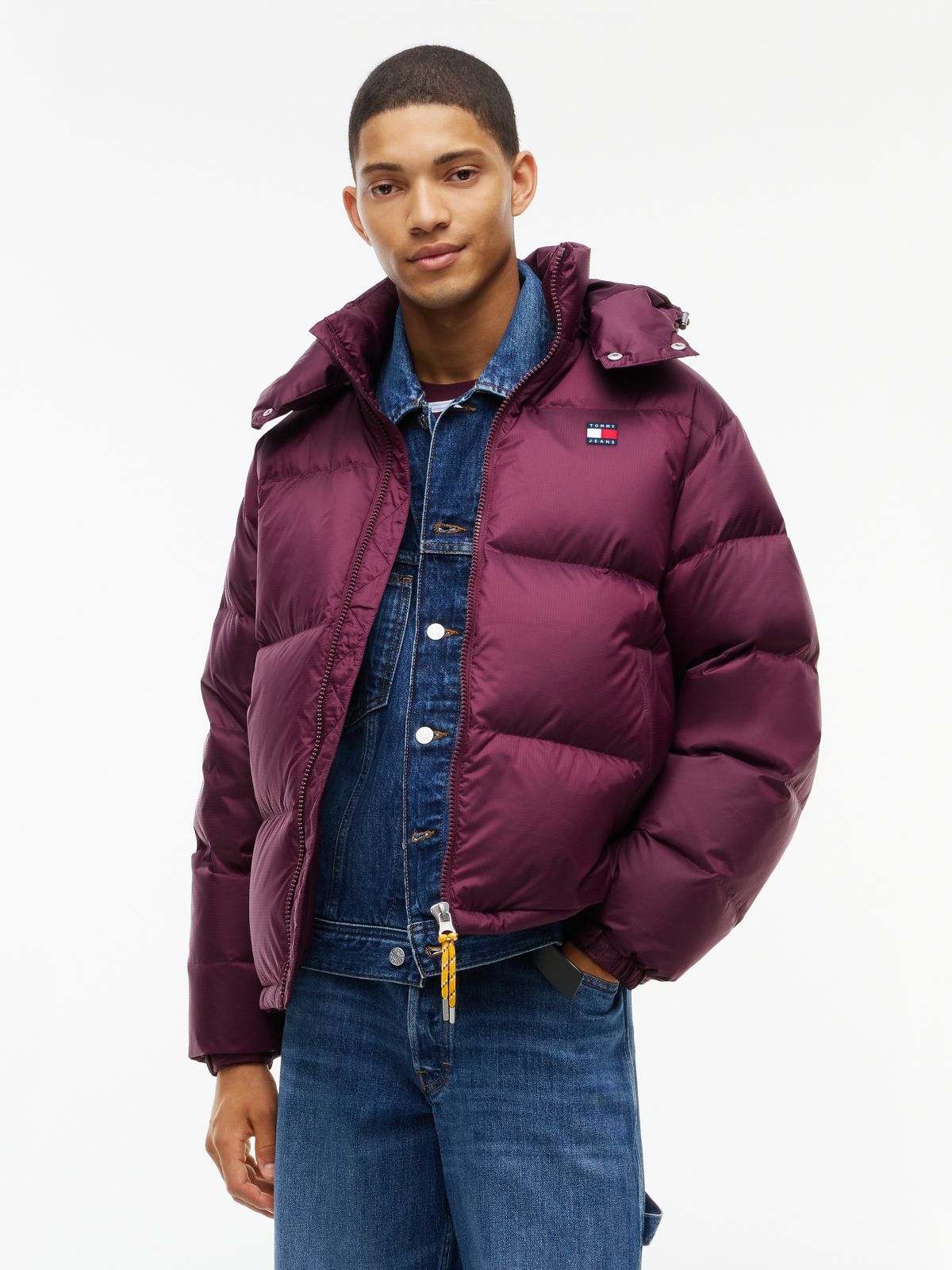 Down Hooded Ripstop Alaska Puffer Jacket — Purple