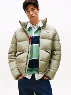 Water Repellent Crinkle Relaxed Puffer Jacket — Green 1