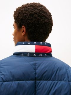 Colour-Blocked Collar Relaxed Puffer Jacket — Blue 2