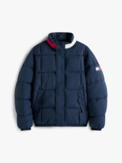 Colour-Blocked Collar Relaxed Puffer Jacket — Blue 5