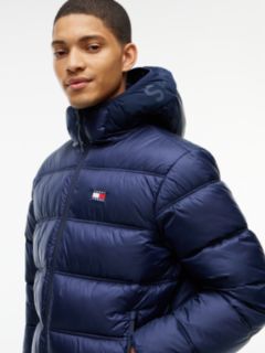 Tonal Logo Hooded Puffer Jacket — Blue 4
