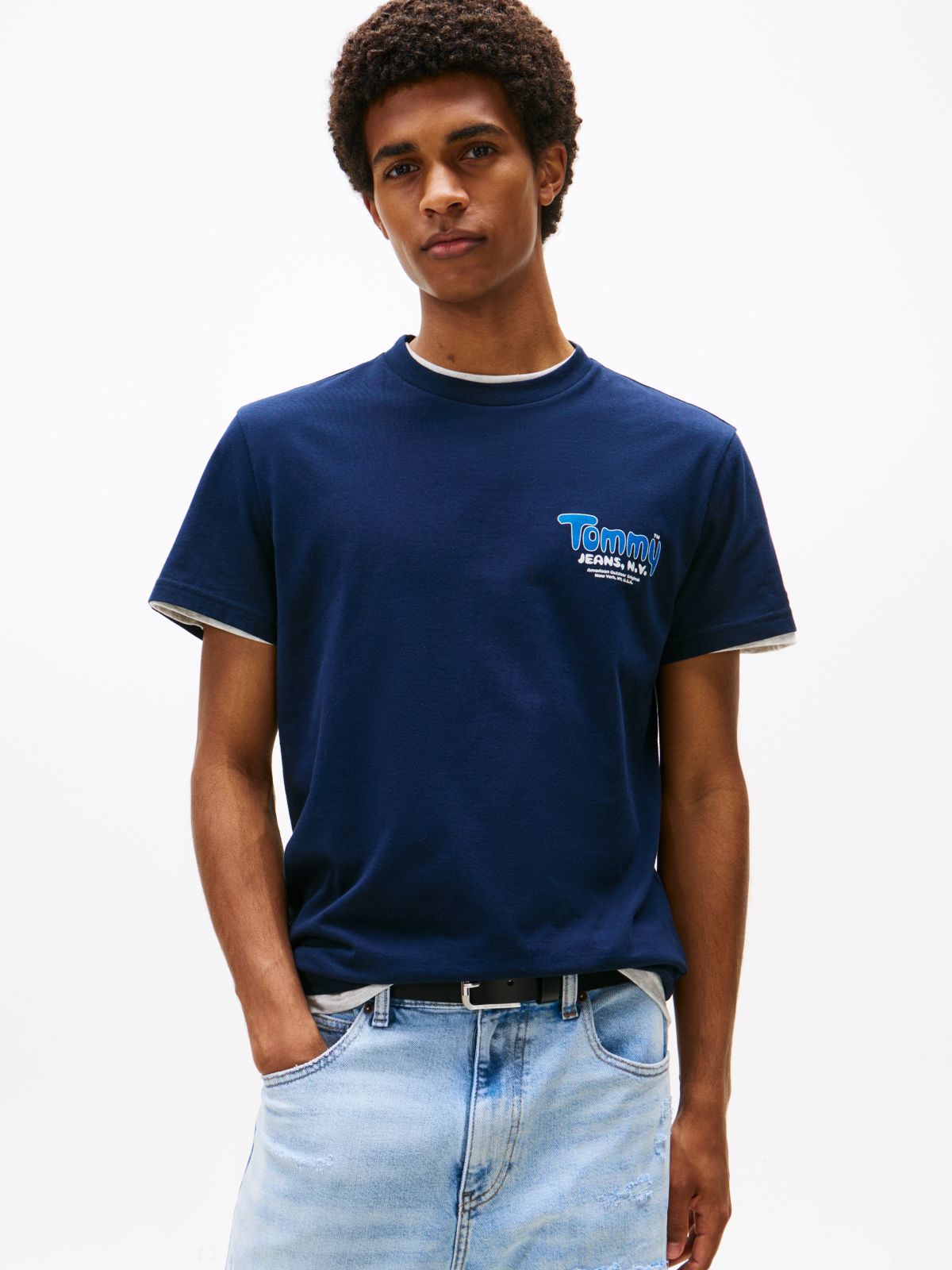 Logo Slim Crew Neck T-Shirt — Blue