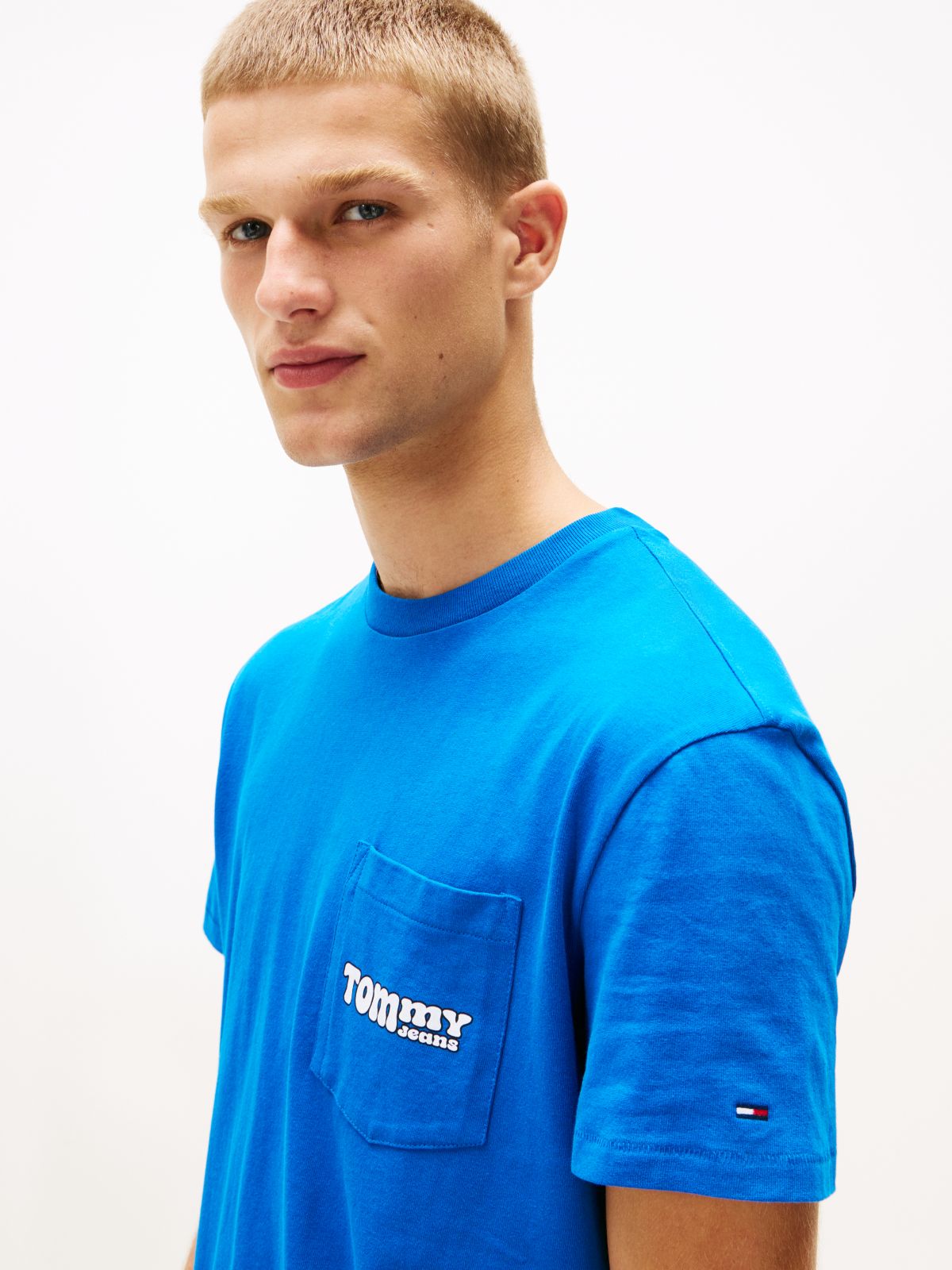 Back Logo Slim Crew Neck T-Shirt — Blue
