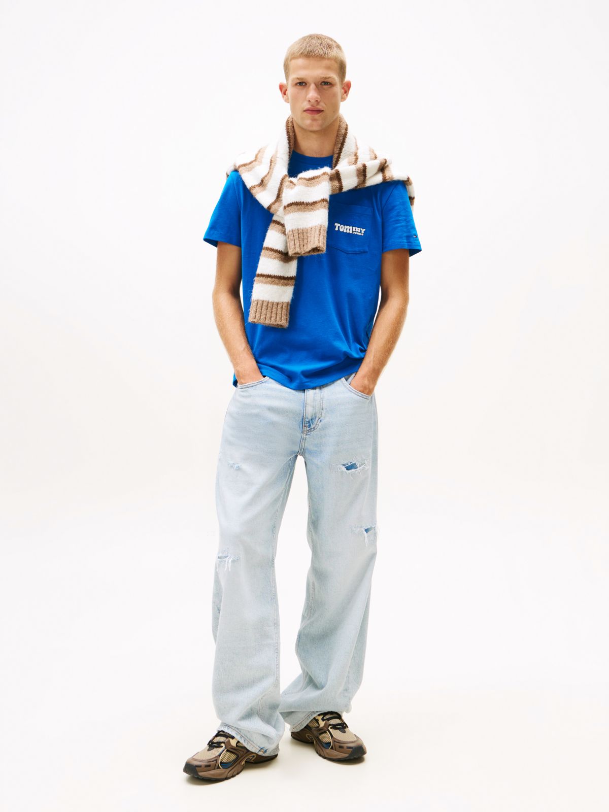 Back Logo Slim Crew Neck T-Shirt — Blue