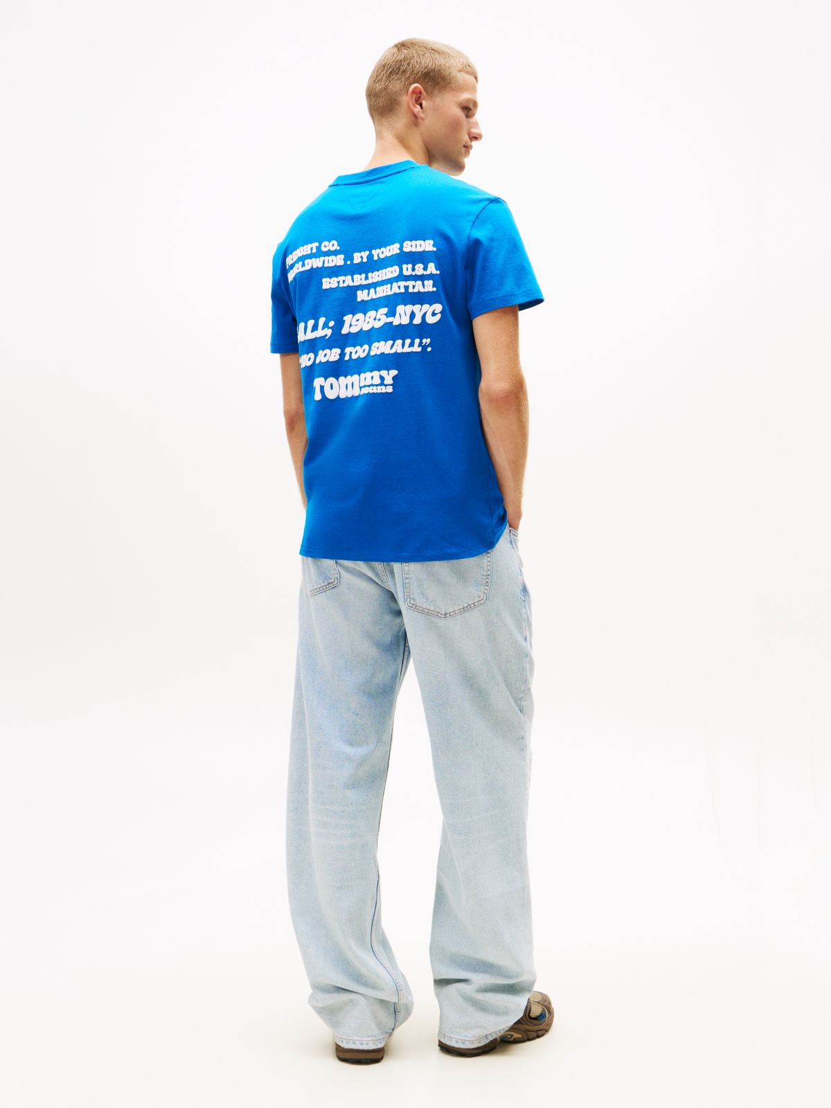 Back Logo Slim Crew Neck T-Shirt — Blue
