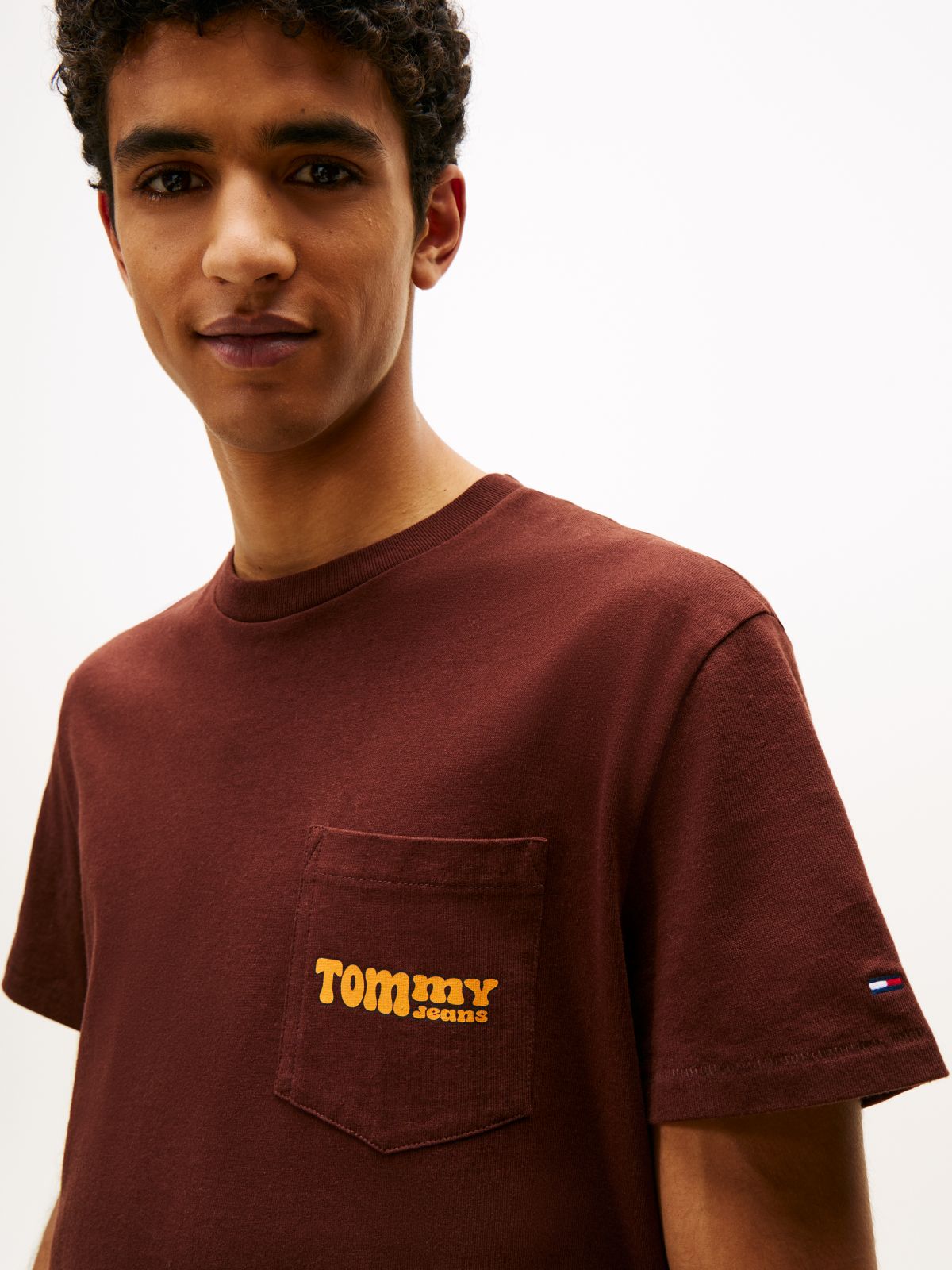 Back Logo Slim Crew Neck T-Shirt — Brown