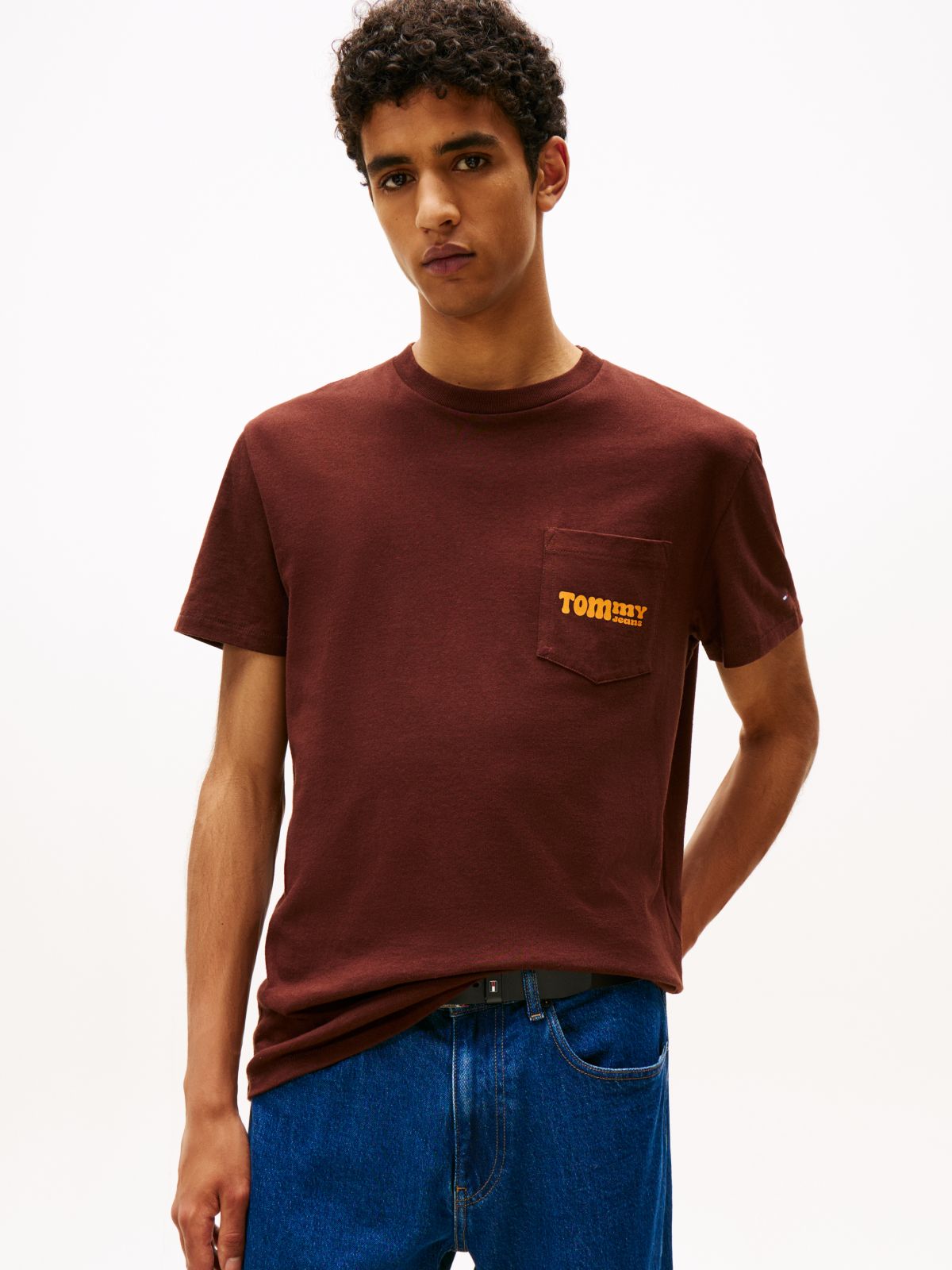 Back Logo Slim Crew Neck T-Shirt — Brown