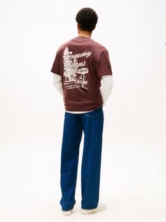 Back Graphic Relaxed Crew Neck T-Shirt — Brown 4