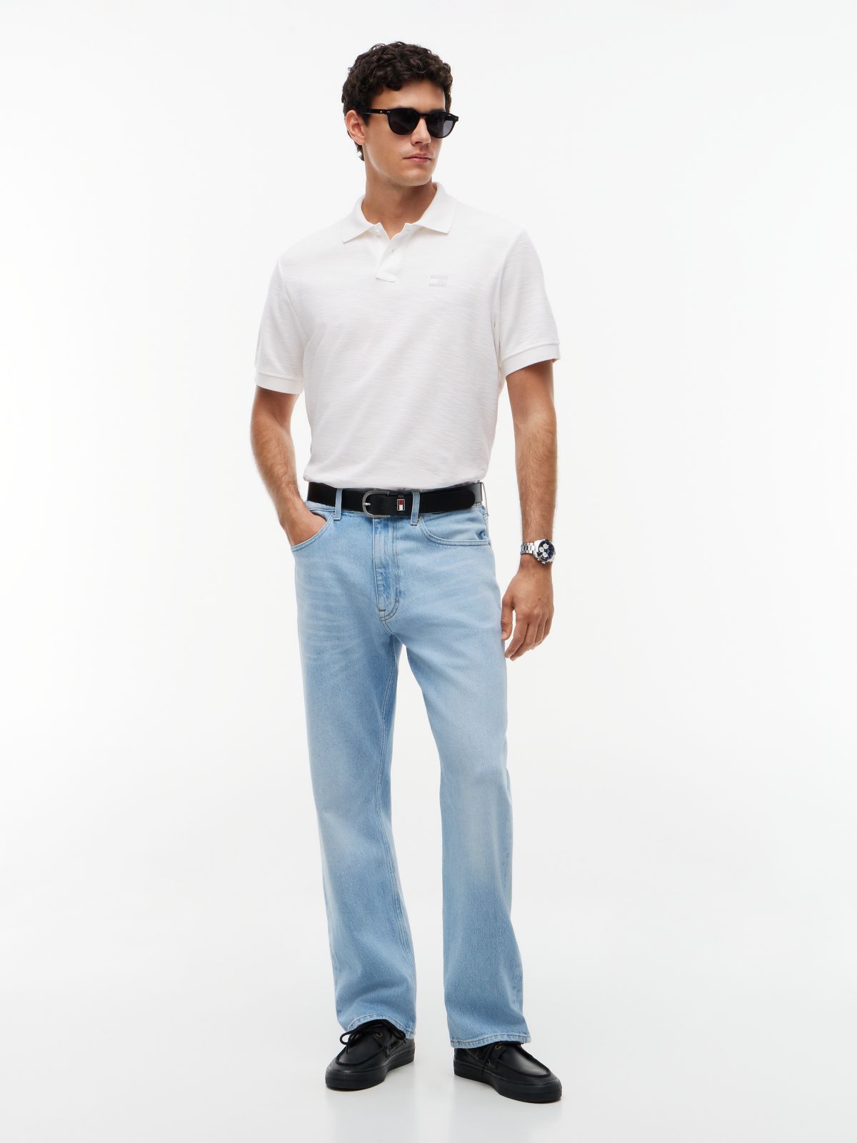 Tommy Badge Pique Polo Shirt — White