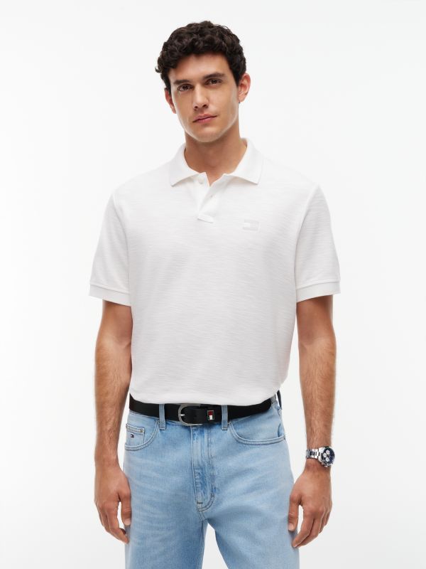 Tommy Badge Pique Polo Shirt — White