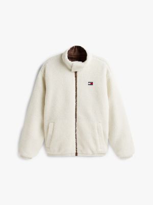 brown reversible teddy relaxed jacket for men tommy jeans