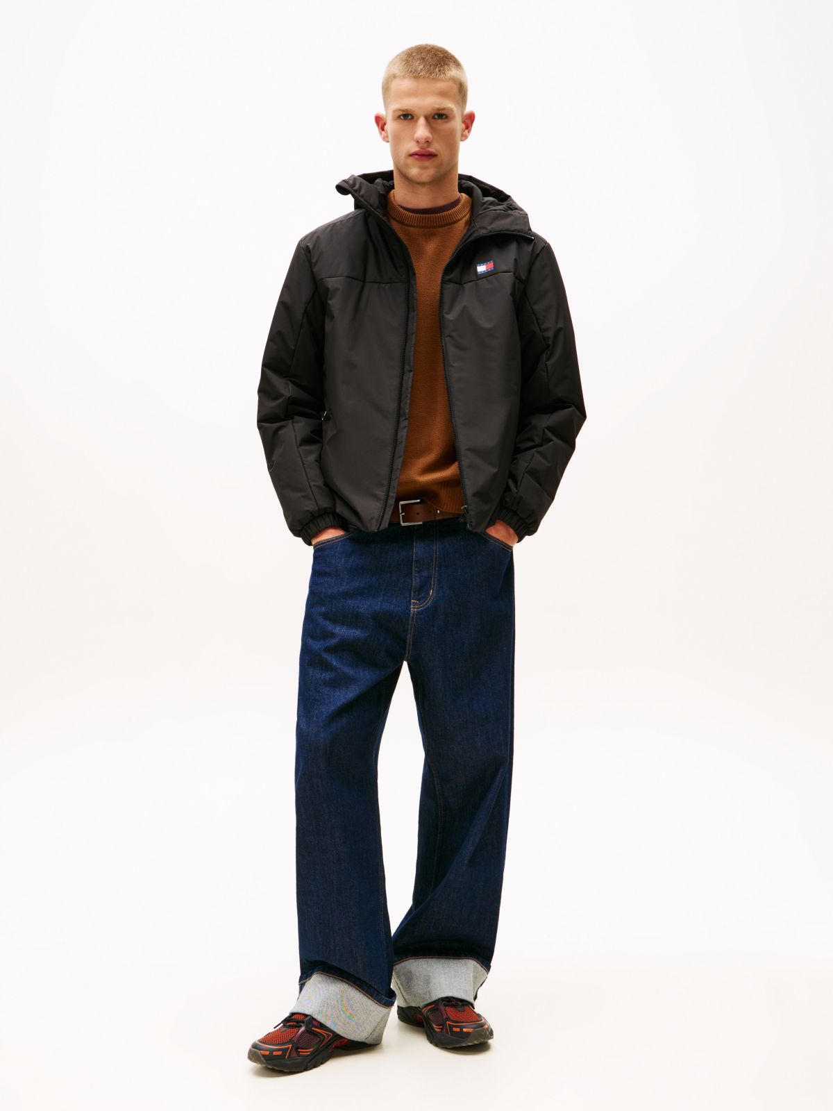 Water Repellent Ripstop Hooded Padded Jacket — Black