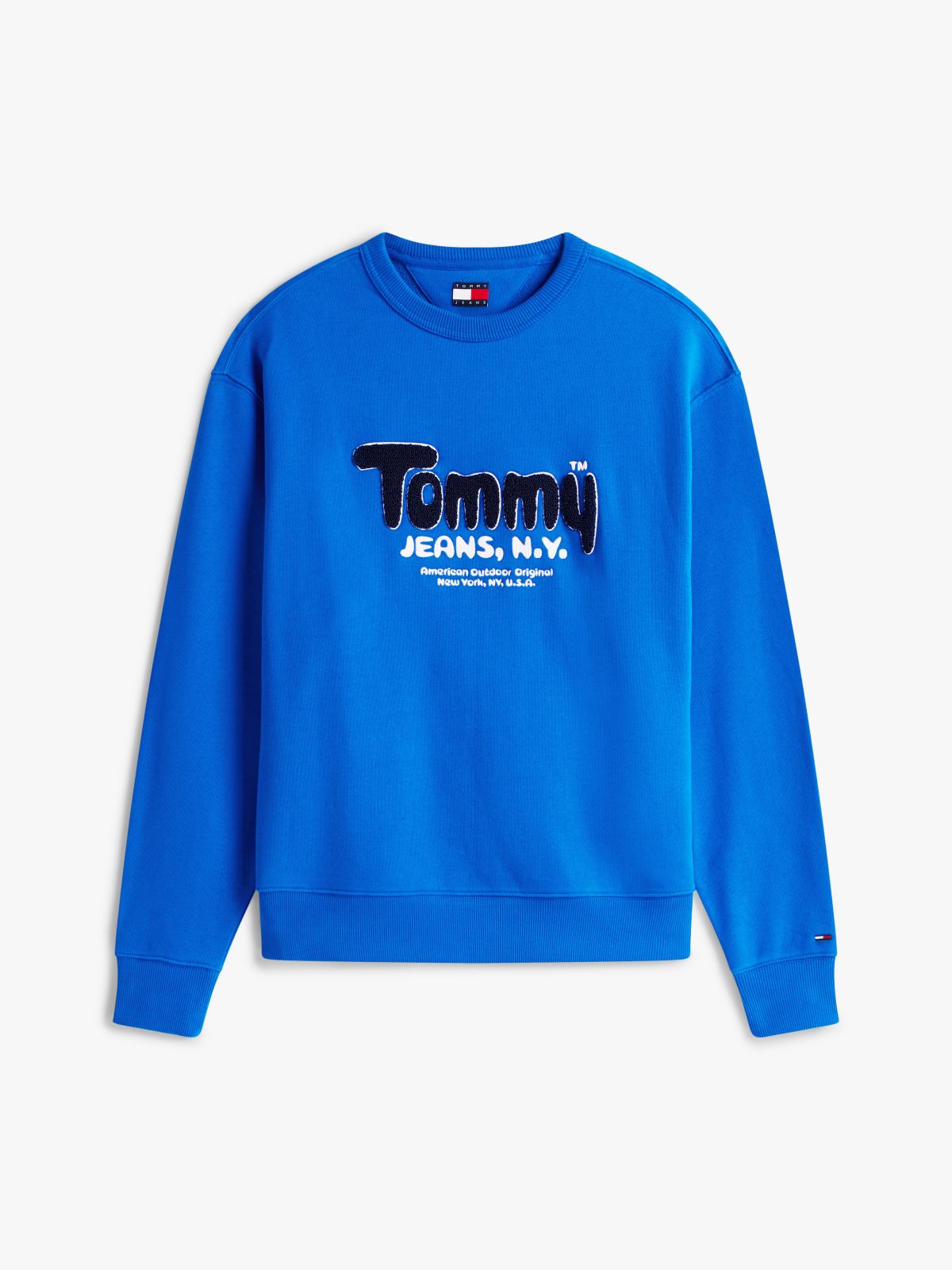Bouclé Logo Relaxed Sweatshirt — Blue