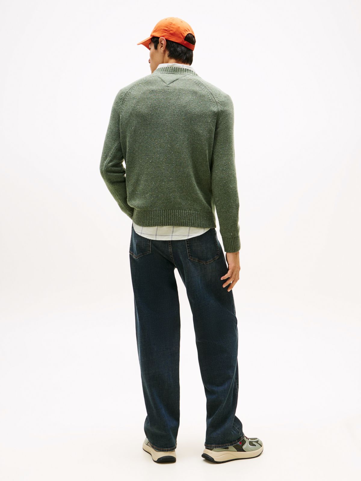 Linear Logo Raglan Sleeve Slim Jumper — Green