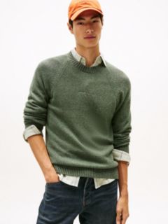 Linear Logo Raglan Sleeve Slim Jumper — Green 1