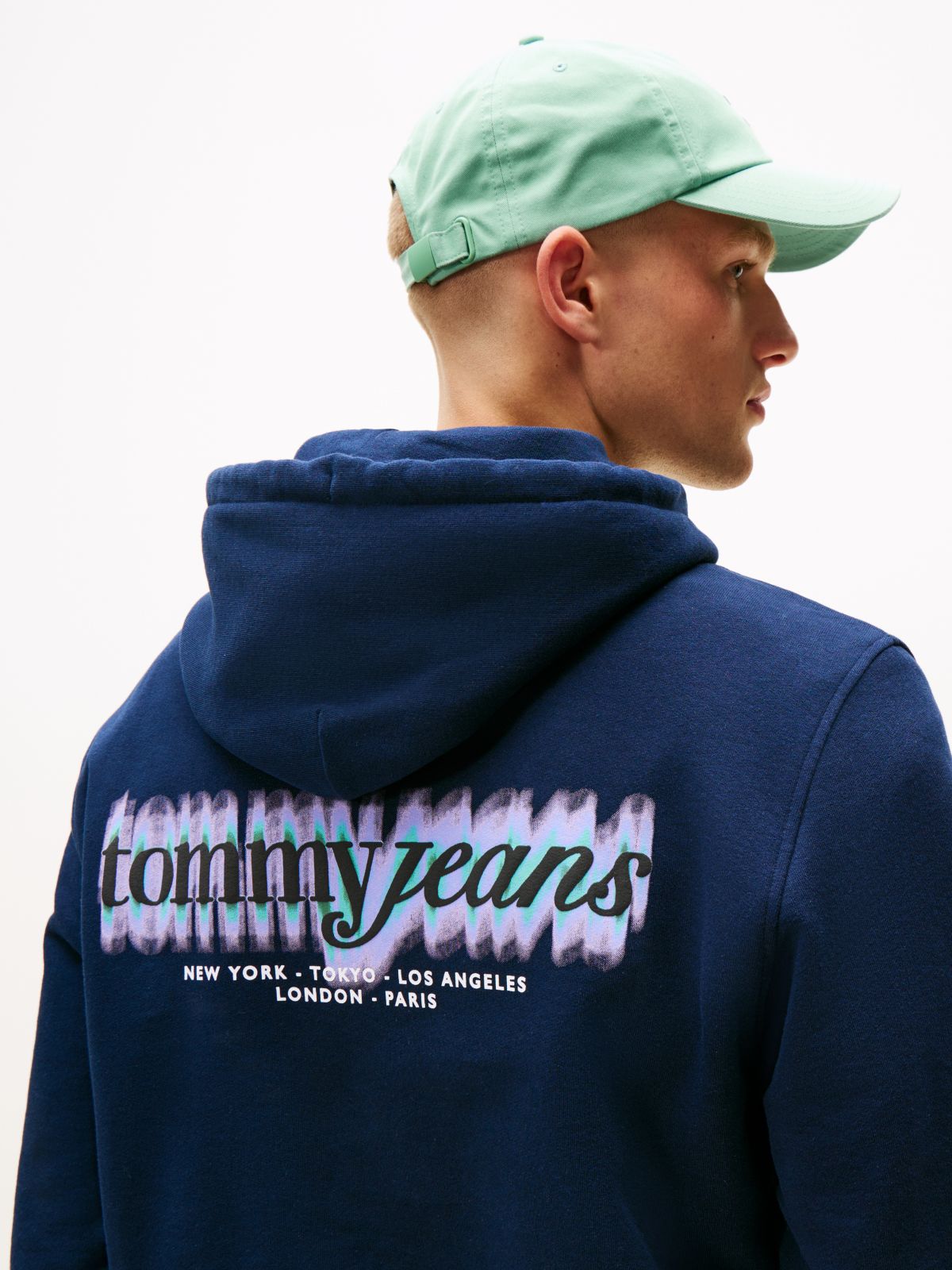 Back Logo Terry Hoody — Blue
