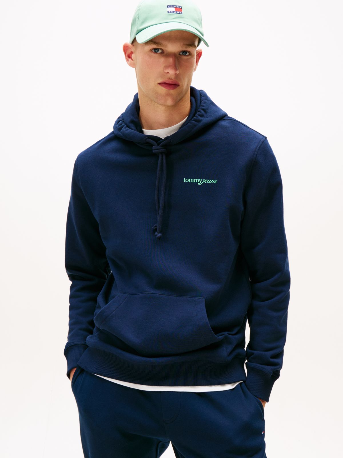 Back Logo Terry Hoody — Blue
