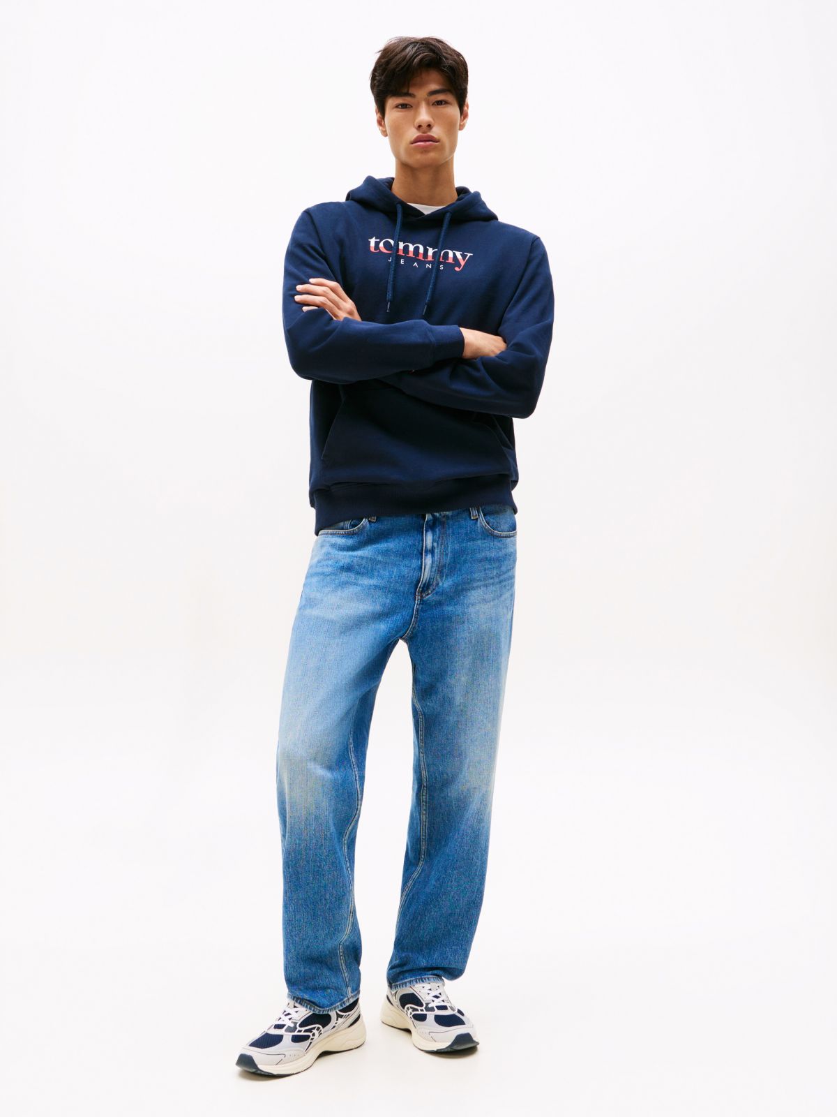 Logo Drawstring Terry Hoody — Blue