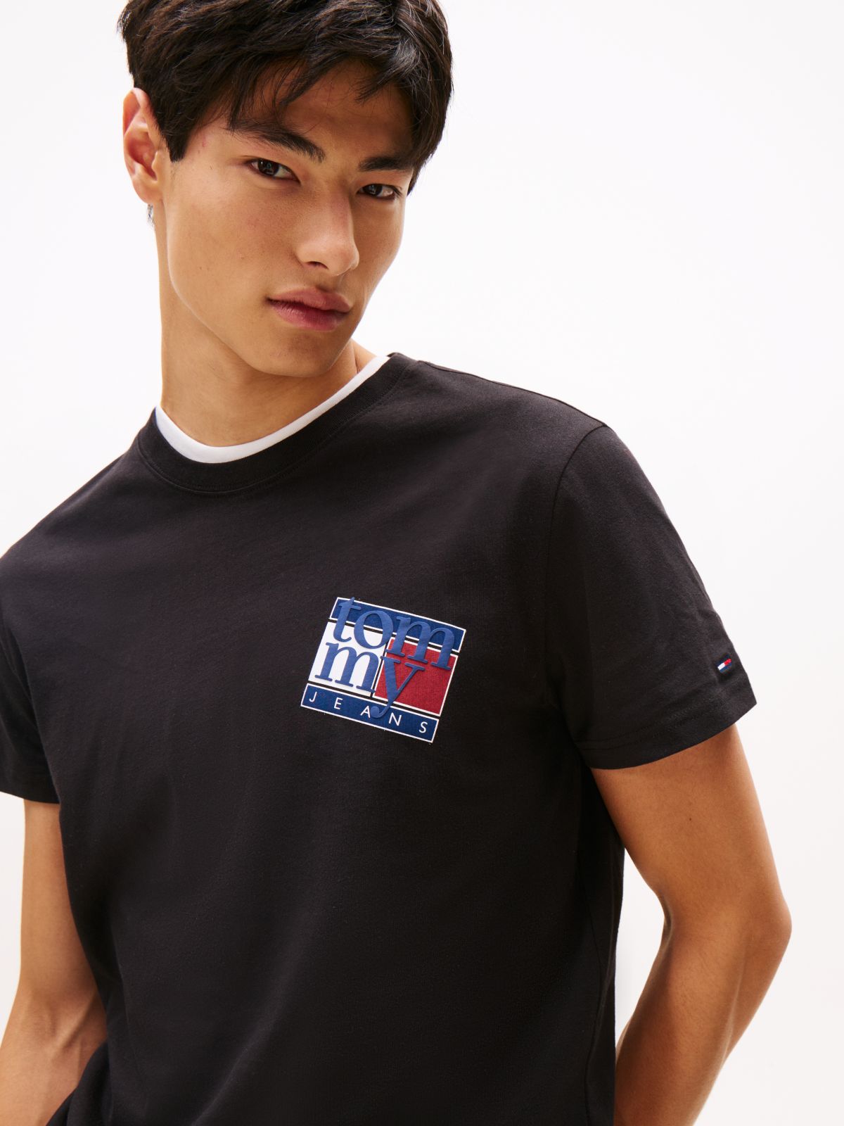 Flag Logo Jersey Crew Neck T-Shirt — Black