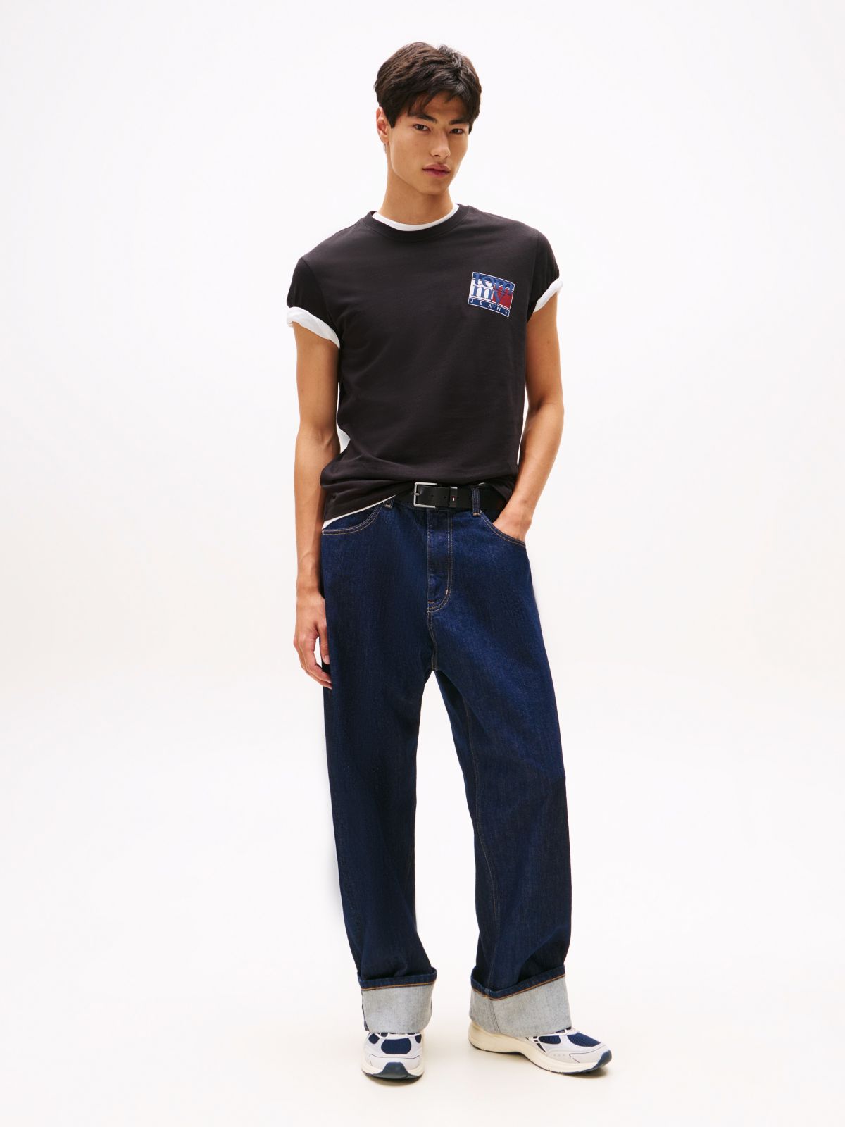 Flag Logo Jersey Crew Neck T-Shirt — Black