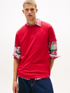 Tonal Logo Knit T-Shirt — Red 1