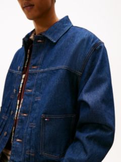 Pleated Denim Trucker Jacket — Blue 2